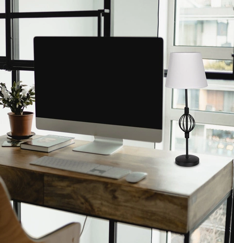 Lampka nocna do sypialni Rosette biała nowoczesna z abażurem metalowa CANDELLUX 48 cm