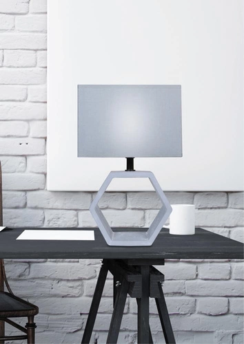 Lampka nocna Vidal nowoczesna ceramiczna z abażurem grafitowa do sypialni i salonu 35 cm