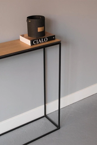 Nowoczesna konsola STAM 200 naturalny dąb wąski stolik przyścienny do przedpokoju NORDIFRA