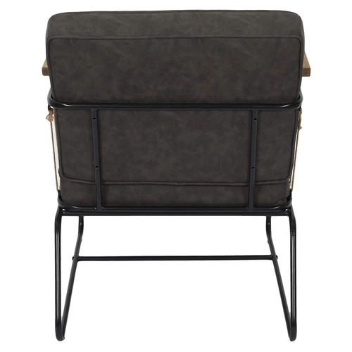 Fotel wypoczynkowy Benson brązowy nowoczesny z podłokietnikami do salonu metal i drewno