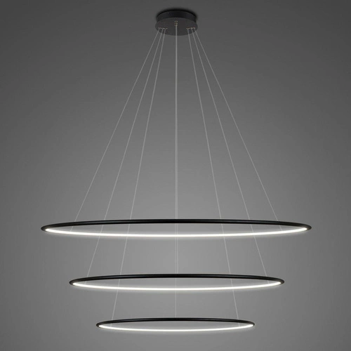 Lampa sufitowa LED Ledowe Okręgi No.3 czarna 100 cm nowoczesna do salonu z regulacją