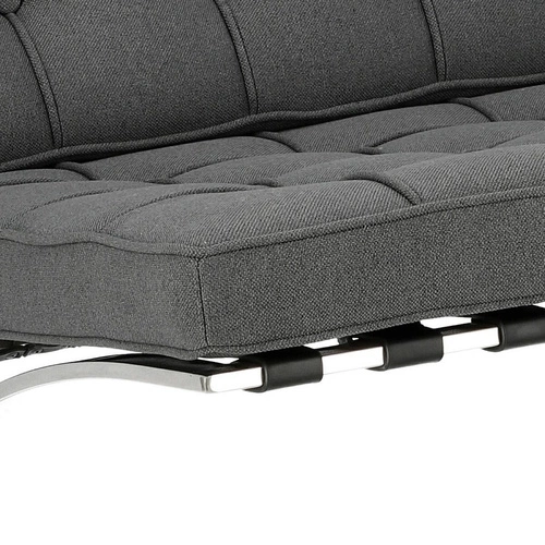 Fotel wypoczynkowy BA1 inspirowany Barcelona do salonu glamour tkanina antracyt chrom