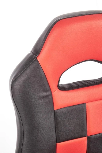 Fotel biurowy ergonomiczny Morts czarno-czerwony obrotowy z ekoskóry do biurka Intesi