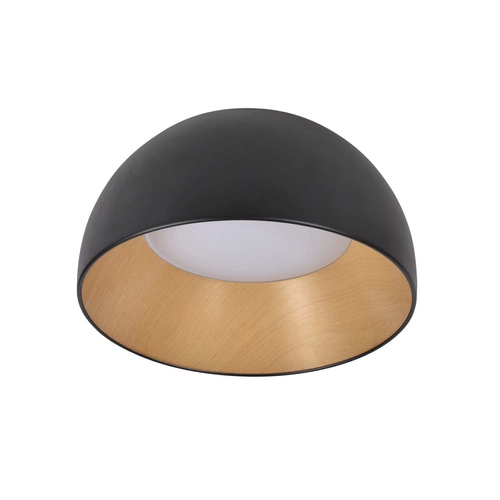 Plafon sufitowy LED Liguria czarno-drewniany 35 cm nowoczesny do salonu i sypialni