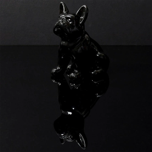 Figurka dekoracyjna Buldog francuski S Intesi czarna ceramiczna do salonu lub na prezent