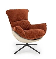 Fotel wypoczynkowy Margalida cynamonowy skandynawski do salonu tapicerowany tkanina HAGA