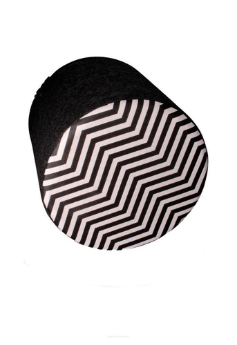 Pufa okrągła Ceily Intesi nowoczesna tapicerowana do salonu lub sypialni czarno-biała 40 cm