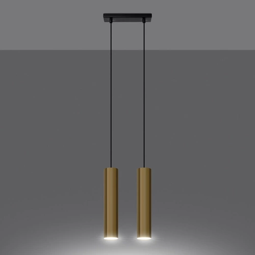 Nowoczesna lampa wisząca Lagos 2 złoty połysk regulowana do salonu i jadalni
