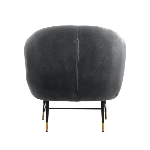 Fotel wypoczynkowy Fluffy welurowy szary do salonu nowoczesny z podłokietnikami Intesi