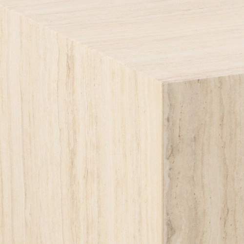 Stolik kawowy Dice 90x90 cm kwadratowy beżowy trawertyn nowoczesny do salonu Actona