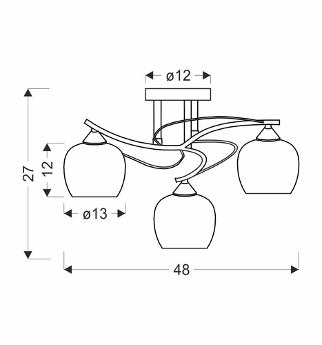 Nowoczesna lampa sufitowa Prego chrom 3-punktowa do salonu i jadalni szklana