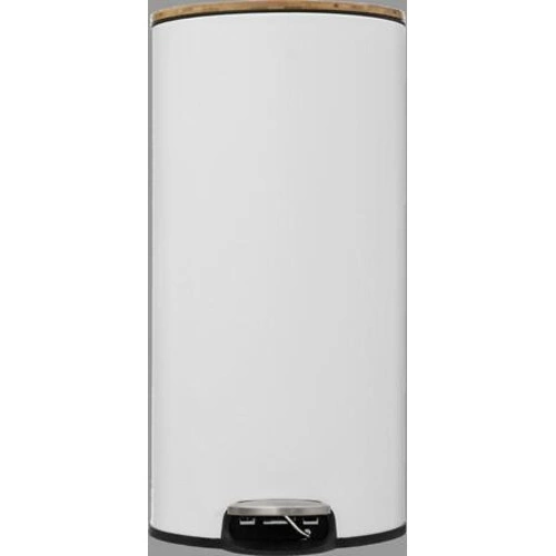 Kosz na śmieci kuchenny Bam 30l biały z bambusową pokrywą i pedałem nowoczesny 5five