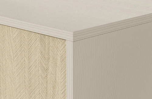 Komoda Sage Wood z szufladami w jodełkę boho glamour na nóżkach 106 cm do salonu Intesi