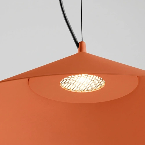 Lampa wisząca FINT LED do salonu regulowana ochra czerwona 50 cm
