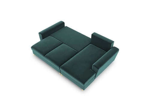 Narożnik z funkcją spania Moghan Petrol Velvet Prawostronna kolor nóg złoty