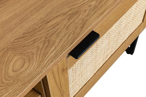 Szafka RTV Capri 150 cm rattanowa stojąca boho z metalową podstawą do salonu naturalna