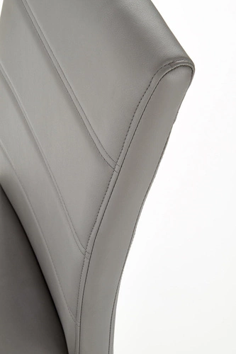 Krzesło tapicerowane Yvone szare ekoskóra na chromowanych płozach do jadalni Intesi