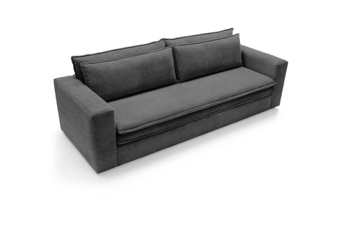 Sofa rozkładana Ulnes z funkcją spania 3 osobowa sztruksowa szara do salonu z pojemnikiem