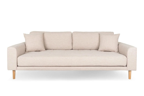 Sofa skandynawska Lido 3 beżowa Intesi z podłokietnikami do salonu, tapicerowana, 3-osobowa