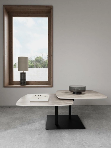 Stolik kawowy Carballo szary prostokątny loftowy z siedziskiem