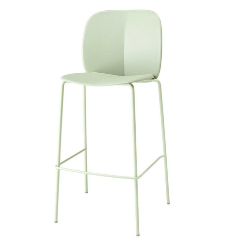 Hoker z oparciem Mentha zielony nowoczesny 65 cm do kuchni i jadalni na metalowych nogach