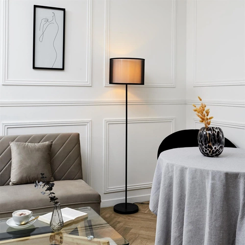 Intesi Shade lampa stojąca czarna z abażurem nowoczesna do salonu i sypialni 150 cm