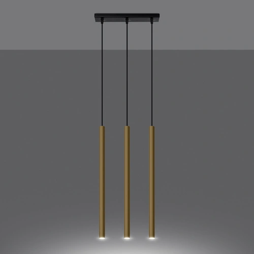 Lampa wisząca Pastelo 3-punktowa złota nowoczesna regulowana do salonu i jadalni