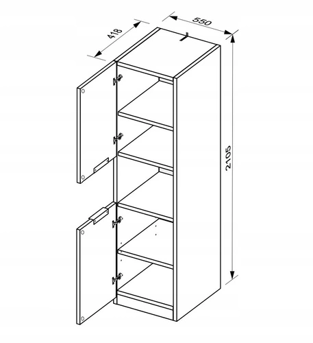 Regał zamykany na książki Lana dąb szary skandynawski z półkami do salonu Intesi