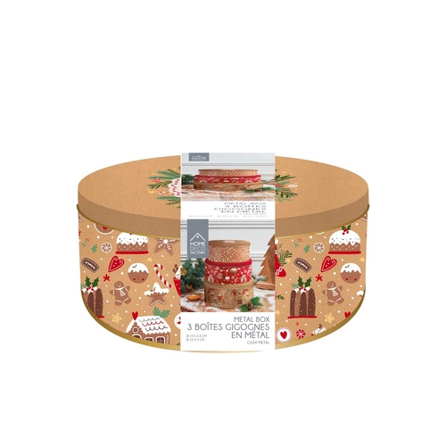 Zestaw metalowych świątecznych pudełek dekoracyjnych Intesi do kuchni i salonu