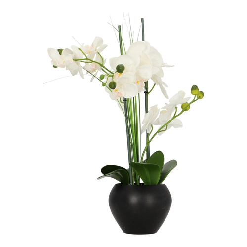 Sztuczny storczyk Atmosphera biały nowoczesny do salonu 53 cm jak żywy w doniczce