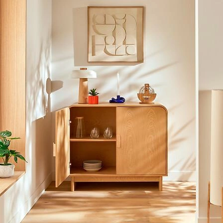 Komoda Lee nowoczesna z półkami 100 cm skandynawska brzoza do salonu Atmosphera