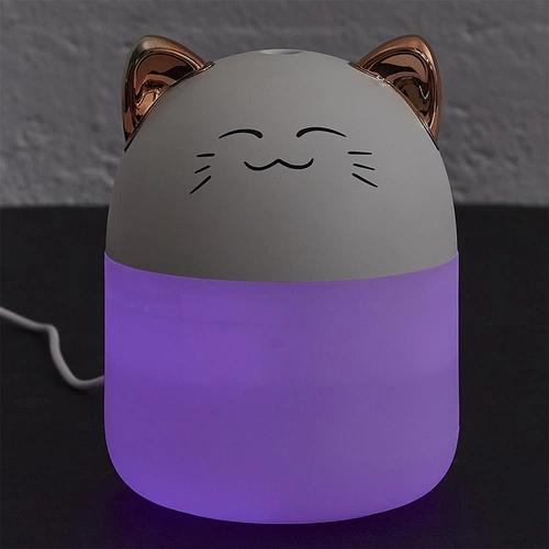 Nawilżacz powietrza Intesi Kot LED biały nowoczesny do pokoju dziecięcego i salonu