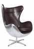 Fotel Jajo obrotowy z ekoskóry brązowy D2.DESIGN do salonu nowoczesny glamour