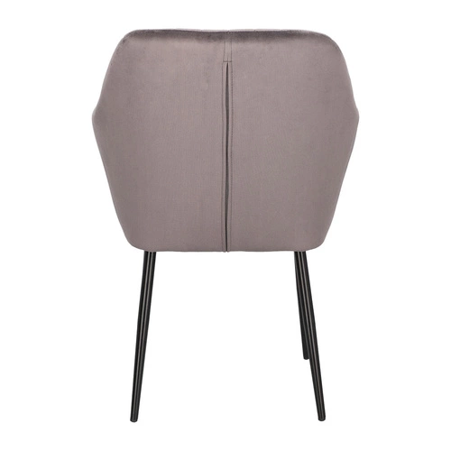 Krzesło tapicerowane welur Emilia Actona szare z podłokietnikami do jadalni nowoczesne