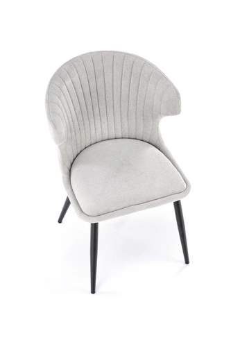Krzesło tapicerowane Odile szare do jadalni i salonu nowoczesne z czarnymi nogami Intesi