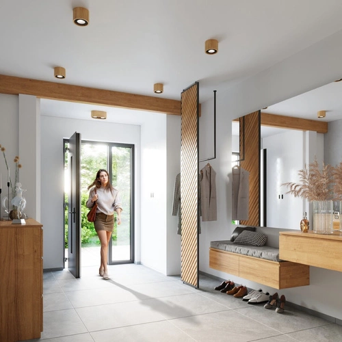 Plafon sufitowy BASIC 1 skandynawski z naturalnego drewna do salonu i kuchni SOLLUX