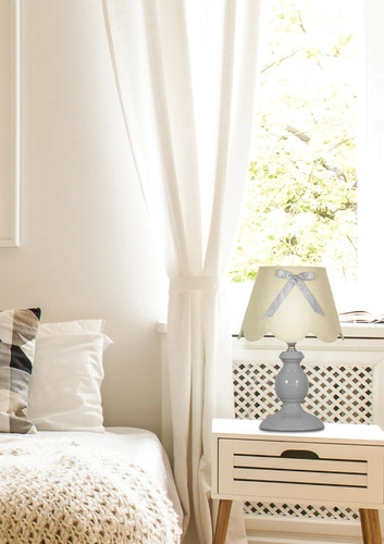 Lampka nocna do sypialni Whilma skandynawska z abażurem szara dekoracyjna CANDELLUX 30 cm