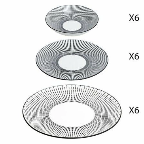 Zastawa obiadowa Lunis 18-elementowa porcelanowa czarna do jadalni do zmywarki 5five