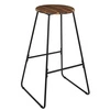 Hoker Prius bez oparcia z drewna akacjowego i czarnej stali 70 cm loftowy do kuchni lub wyspy