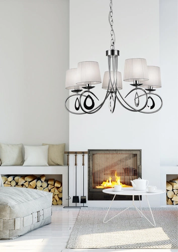 Lampa wisząca Arnika 5x40W E14 chrom / biały