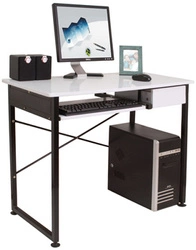 Biurko białe nowoczesne Hedwig do pracy z szufladą i półką, kompaktowe 92 cm Intesi