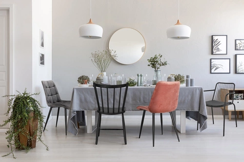 Krzesło do jadalni Plaid Intesi tapicerowane welur szare pikowane glamour czarne nogi