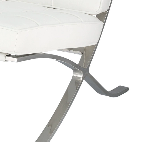 Fotel wypoczynkowy BA1 inspirowany Barcelona do salonu biały ekoskóra nowoczesny glamour