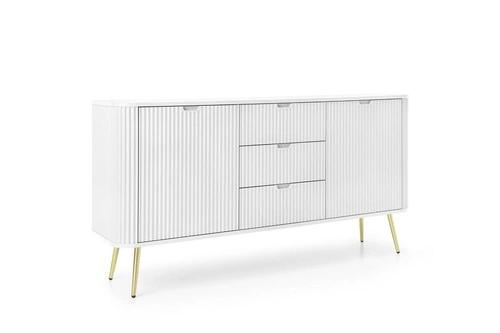 Komoda Seda biała z szufladami na złotych nogach 168 cm nowoczesna glamour do salonu Intesi