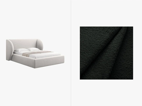 Łóżko do sypialni Miley 180x200 czarne boucle z pojemnikiem nowoczesne glamour