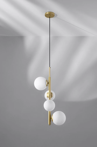 Lampa wisząca Cordel mosiądz 4x20W G9  klosz biały
