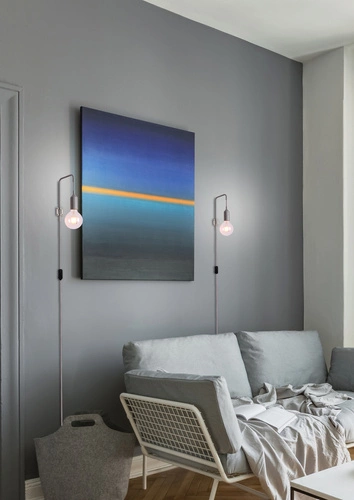 Kinkiet ścienny Laren szary nowoczesny metalowy do sypialni salonu i pokoju młodzieżowego Ledea