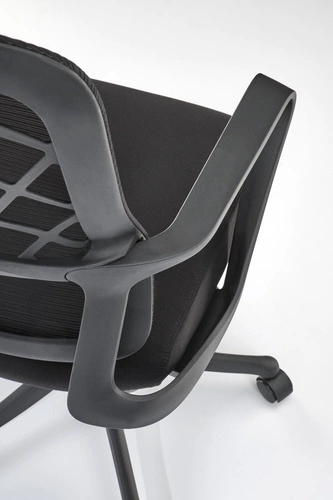 Fotel biurowy ergonomiczny Belm czarny siatkowy z zagłówkiem i podłokietnikami do biurka