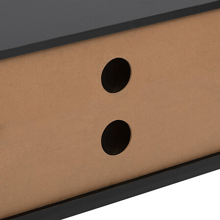 Szafka RTV Chevrons 120 cm czarna z efektem drewna nowoczesna stojąca do salonu Atmosphera