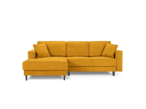 Narożnik z funkcją spania Dunas Yellow Structured Fabric Lewostronna kolor nóg czarny